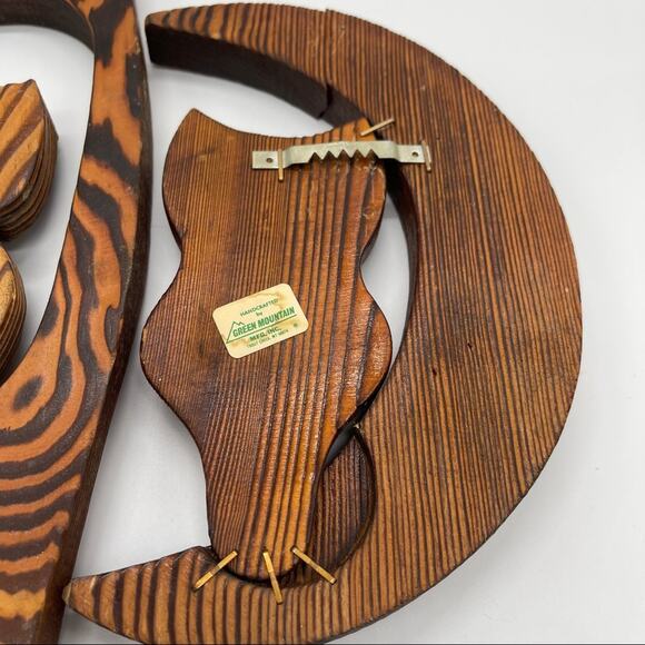 Vintage Hand crafted Wooden Owl Wall Decor, Set of 3. Made in Montana - Picture 7 of 14